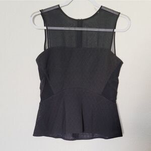 Sandro Paris Black Mesh Panel Blouse size Small
